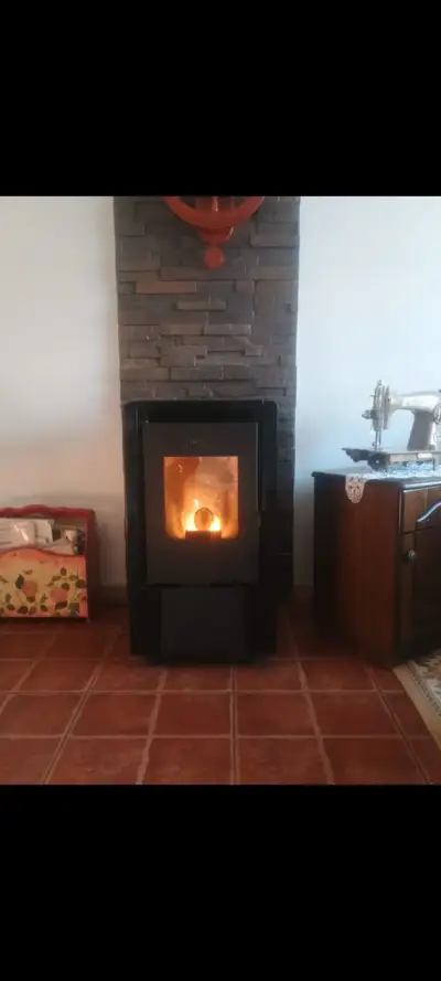 Estufa a pellet negra en buen estado - miniatura 1