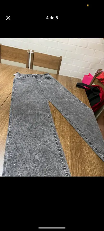 Jeans gris con detalles brillantes Menina - miniatura 1