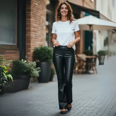 Pantalón para mujer Efecto Cuero Talla L Negro - miniatura 3