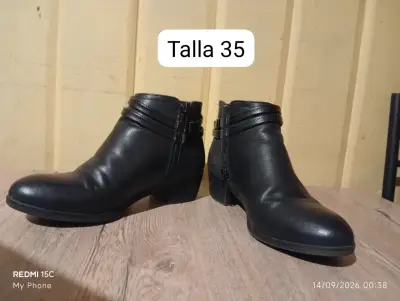 Botines de cuero negro talla 35-36 - miniatura 1