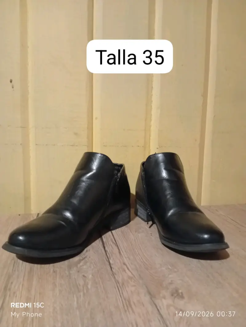 Botines de cuero negro talla 35-36 - 2