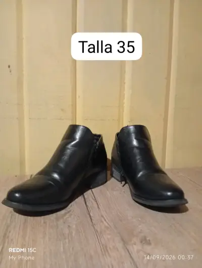 Botines de cuero negro talla 35-36 - miniatura 2
