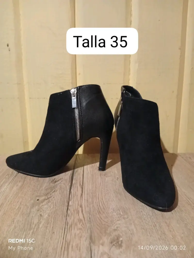 Botines de cuero negro talla 35-36 - 6