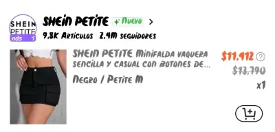 Minifalda vaquera negra Shein Petite - miniatura 1