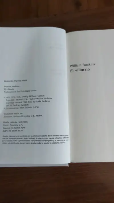 Libro El Villorrio de William Faulkner Colección Premios Nobel - miniatura 3