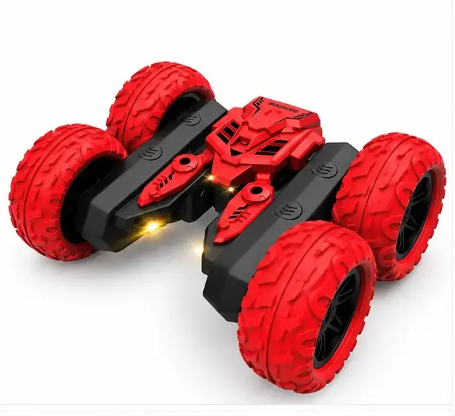 Auto de juguete acrobático rojo con luces LED