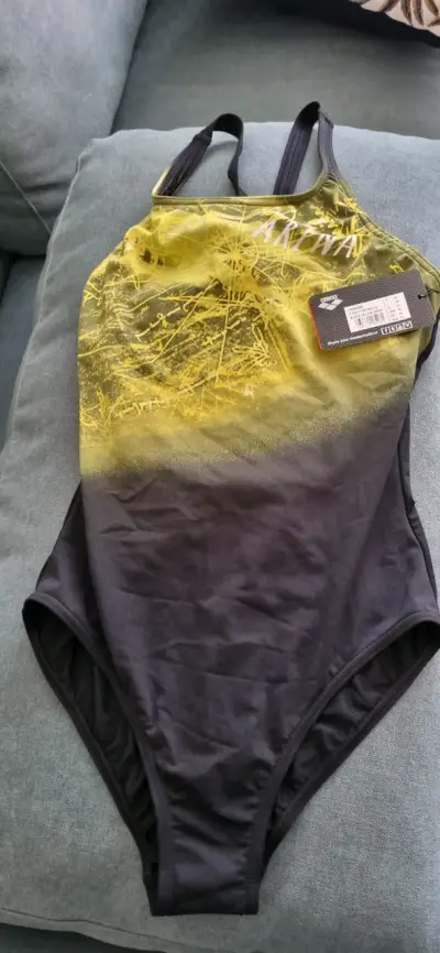Traje de baño Arena para mujer en negro y amarillo - miniatura 1