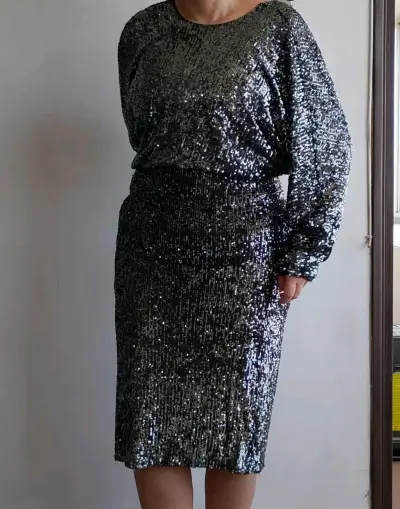 Vestido de lentejuelas negro Zara - miniatura 1