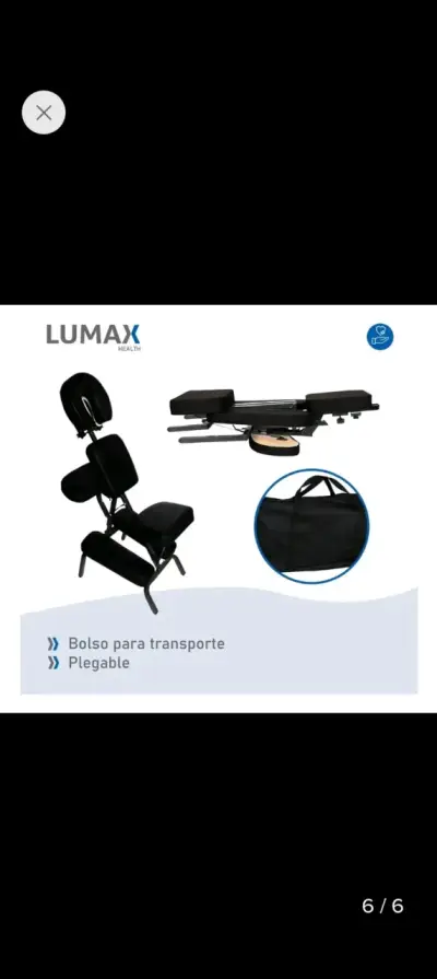 Silla de Masaje Plegable Negra Lumax - miniatura 2