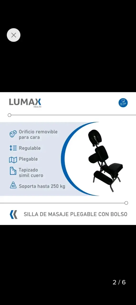 Silla de Masaje Plegable Negra Lumax - 5