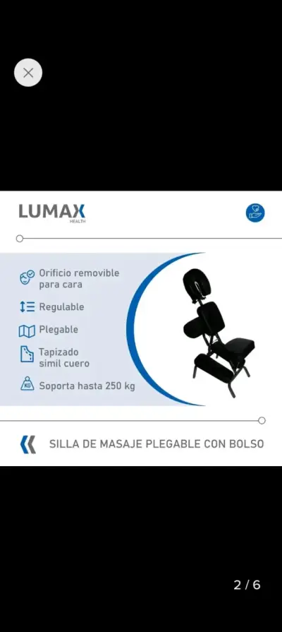 Silla de Masaje Plegable Negra Lumax - miniatura 5