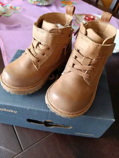 Botines de cuero para niñas Colloky marrón N° 23 - miniatura 1