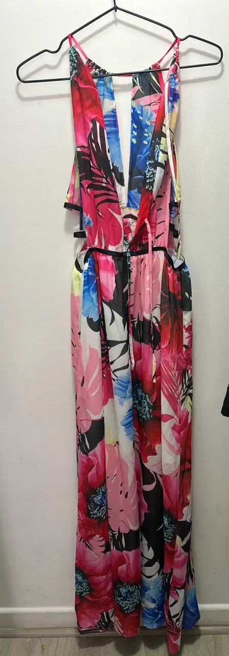 Vestido largo floral con tirantes - 3