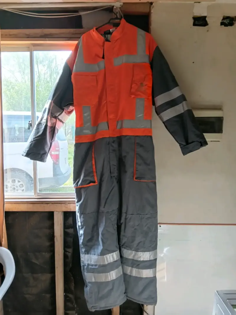 Overol ternico de alta visibilidad naranja y gris - 1