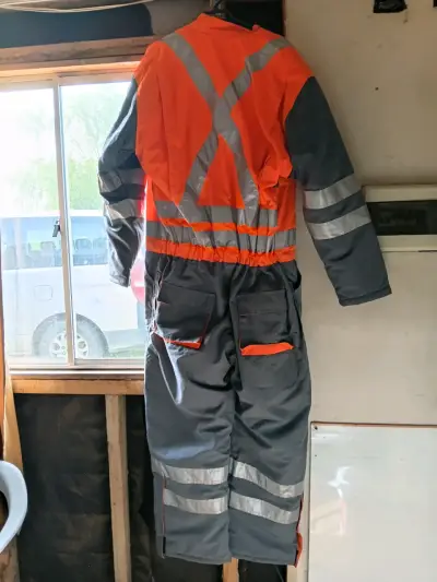 Overol ternico de alta visibilidad naranja y gris - miniatura 2
