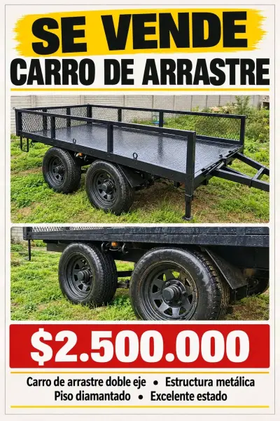 Carro de arrastre doble eje en excelente estado - miniatura 1