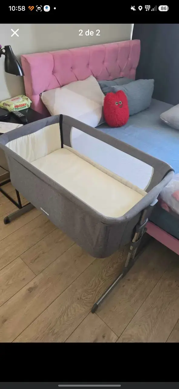 Cuna colecho para bebé gris ajustable