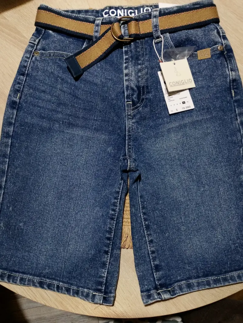 Shorts de mezclilla para niño Coniglio con cinturón - 1