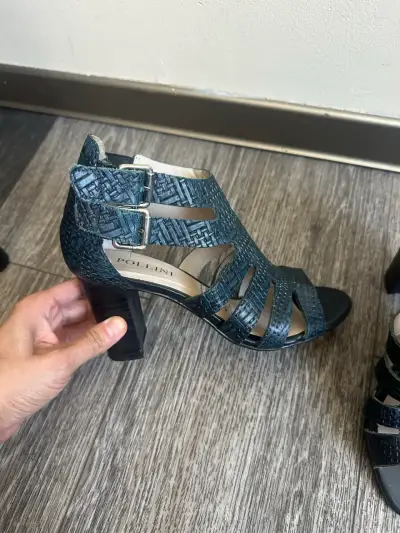 Sandalias de tacón alto Pollini azul texturizadas - miniatura 2