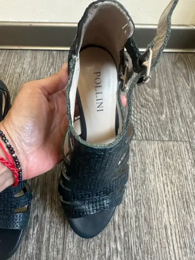 Sandalias de tacón alto Pollini azul texturizadas - miniatura 5