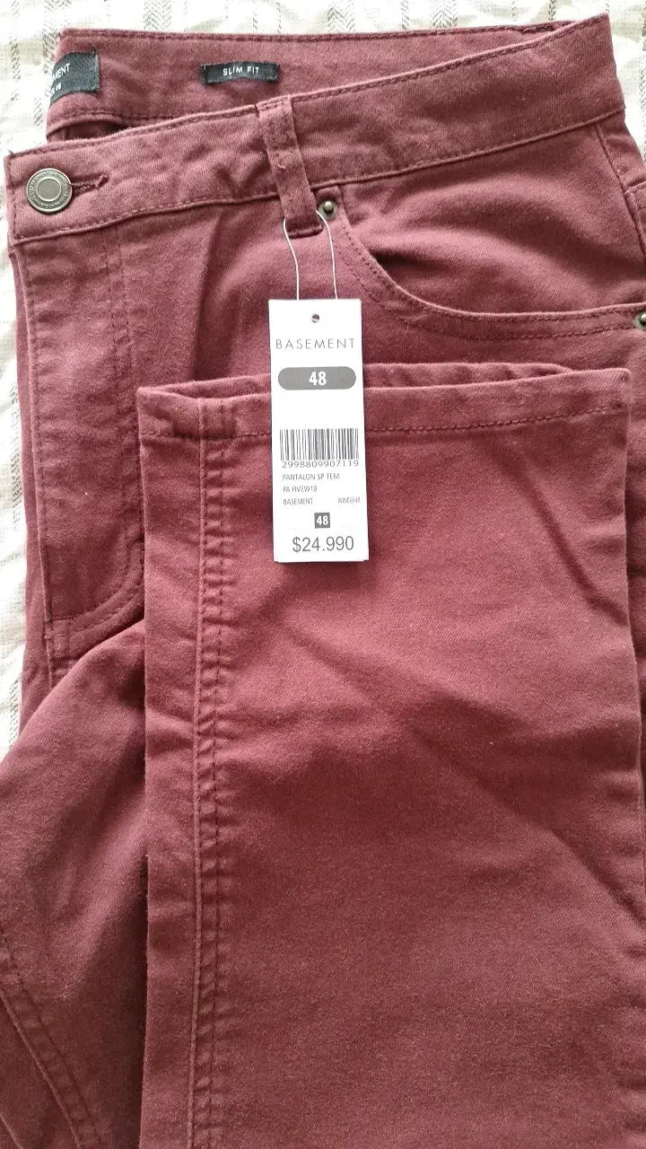 Pantalones slim fit burdeos Basement - 1