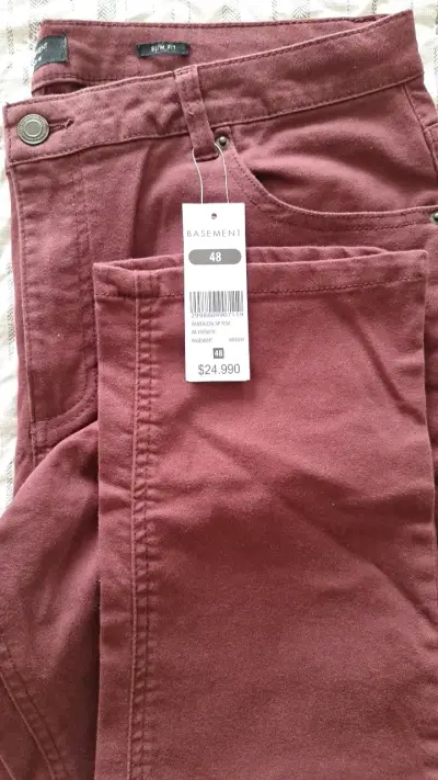Pantalones slim fit burdeos Basement - miniatura 1