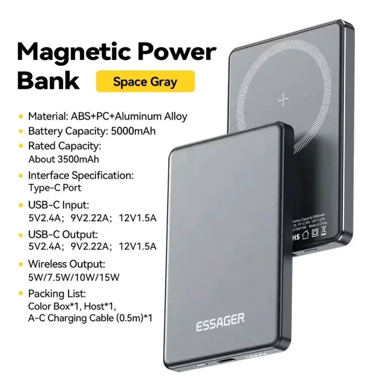 Power Bank Magnético 20W Essager 5000mAh - 4