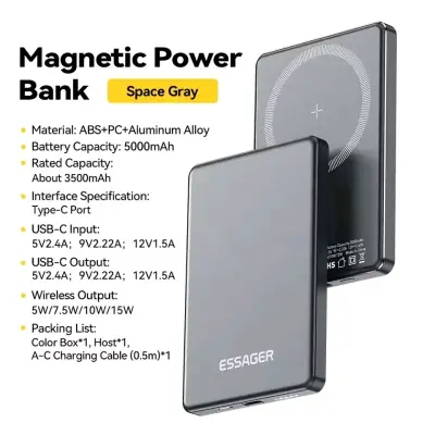 Power Bank Magnético 20W Essager 5000mAh - miniatura 4