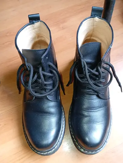 Botines de cuero negro para mujer en excelente est - miniatura 1
