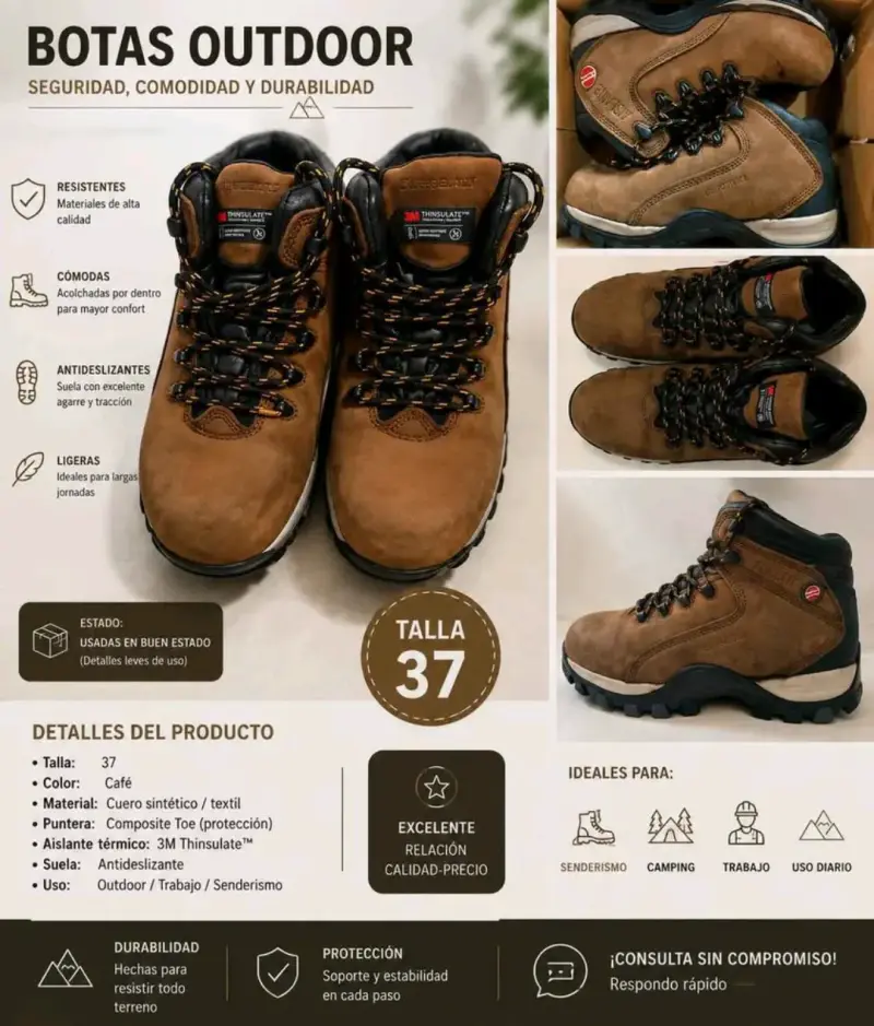 Botas outdoor café talla 37 para senderismo