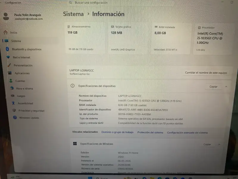 Laptop Microsoft Surface color rosa con Intel i5 - 4