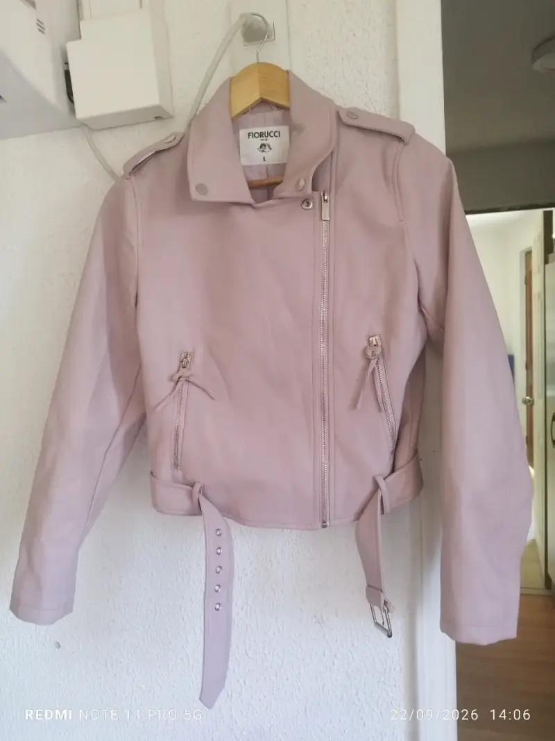 Chaqueta de cuero rosada Fiorucci para mujer