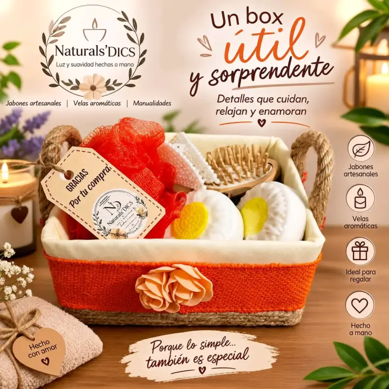 Canasto de regalo con jabones artesanales Naturals'DICS - 1