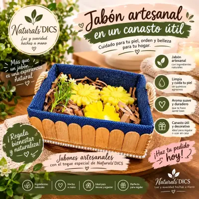 Canasto de regalo con jabones artesanales Naturals'DICS - miniatura 4