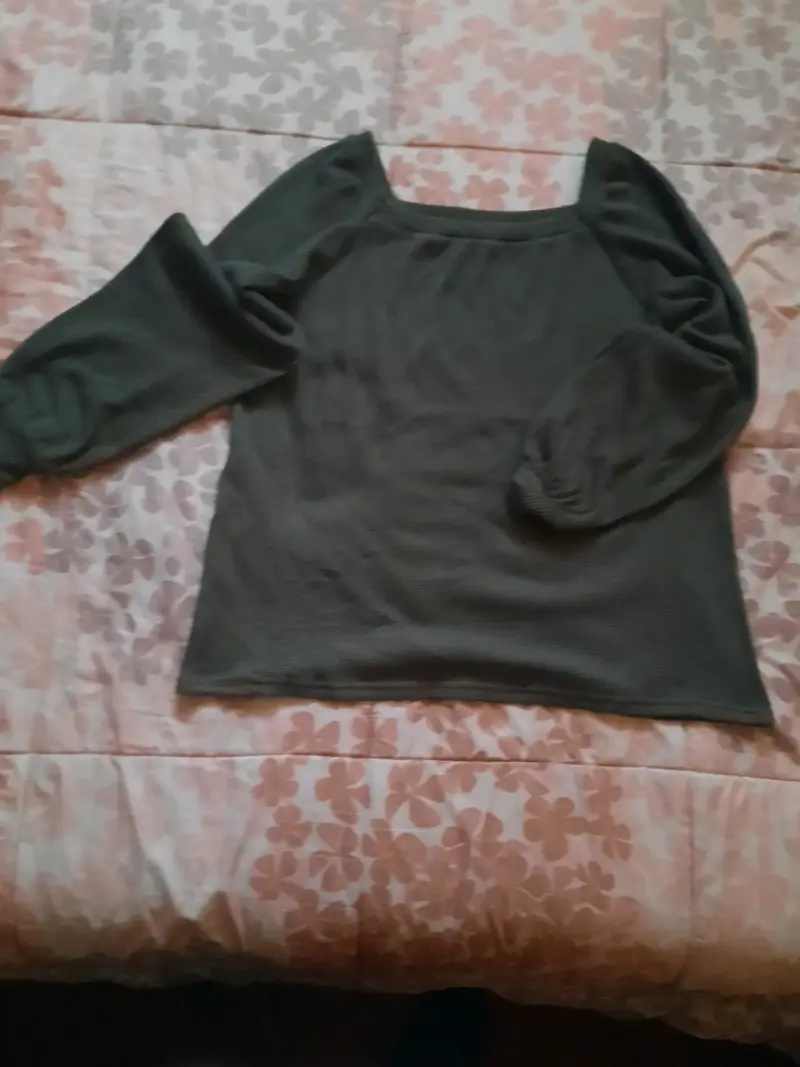 Polera manga larga verde oscuro para mujer - 2