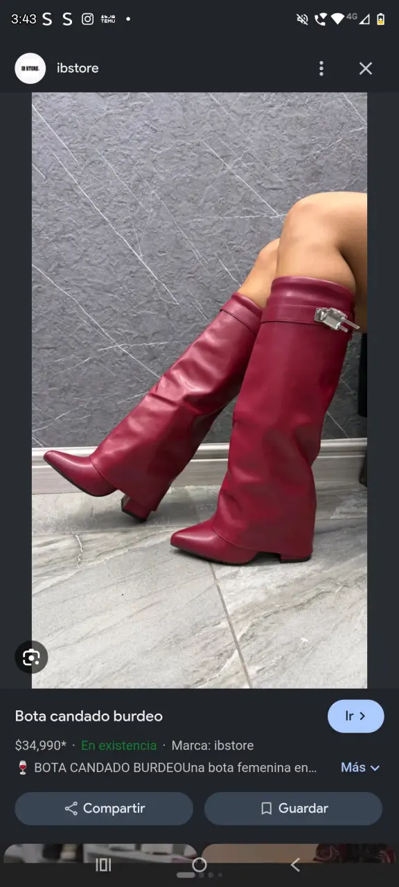 Botas largas burdeo con candado decorativo - 4