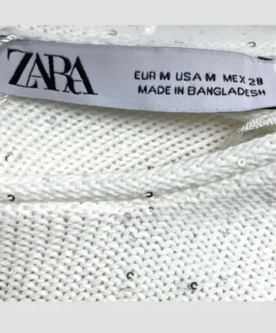 Suéter Blanco con Lentejuelas Zara Talla M - miniatura 3