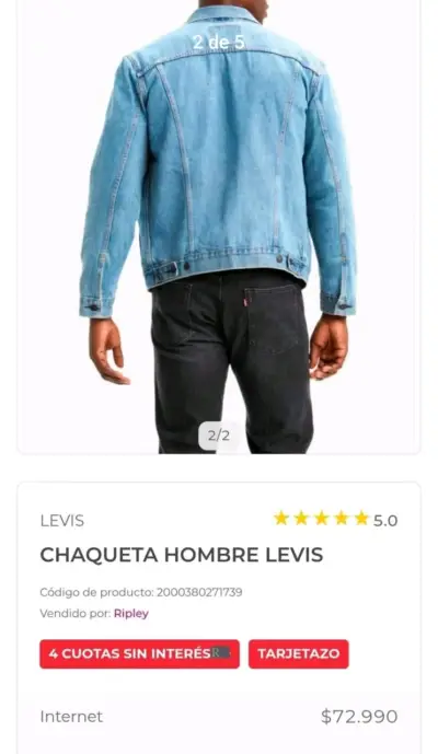 Chaqueta de mezclilla para hombre Levi's - miniatura 2
