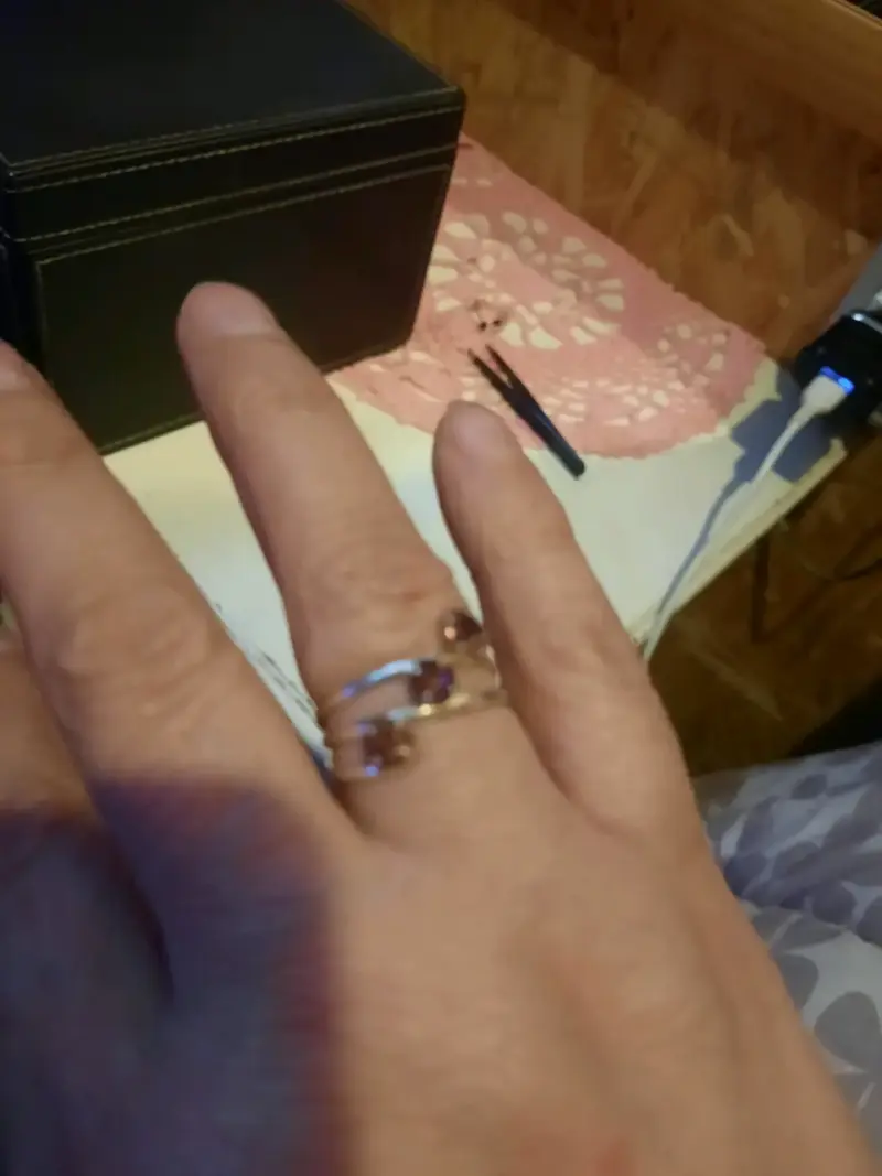 Anillo de plata con piedras rojas - 2