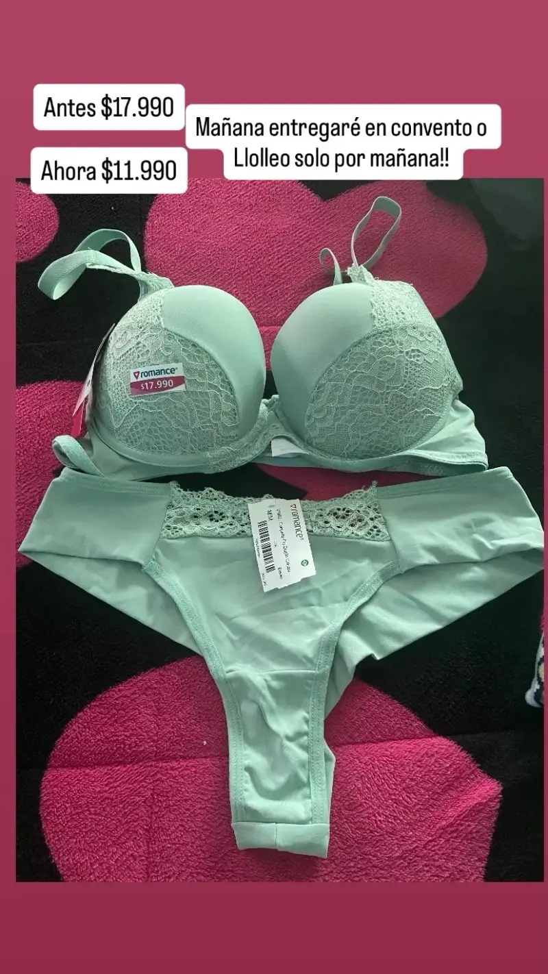 Conjunto de lencería verde menta con encaj Romance
