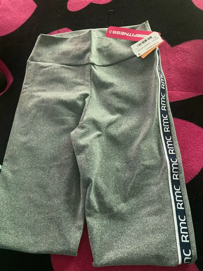 Leggings deportivos grises con banda lateral RMC - 2