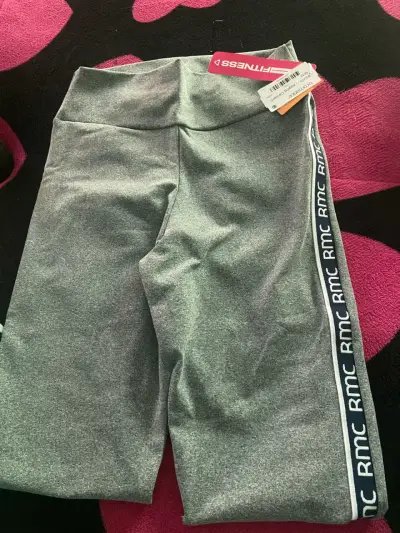 Leggings deportivos grises con banda lateral RMC - miniatura 2