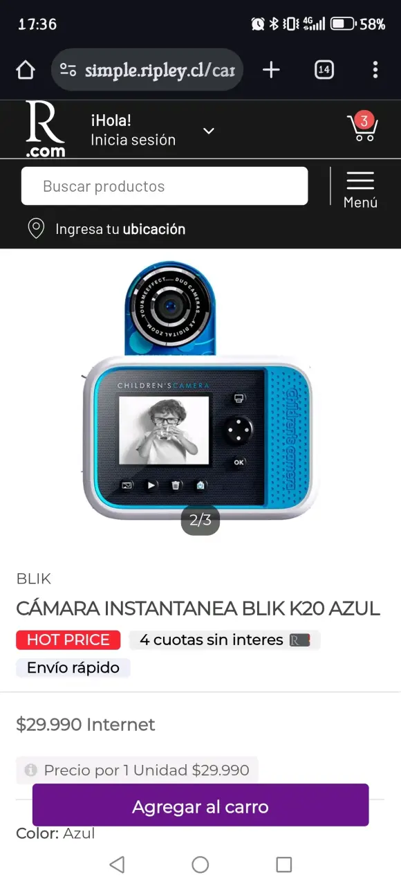 Cámara instantánea para niños Blik K20 azul - 4