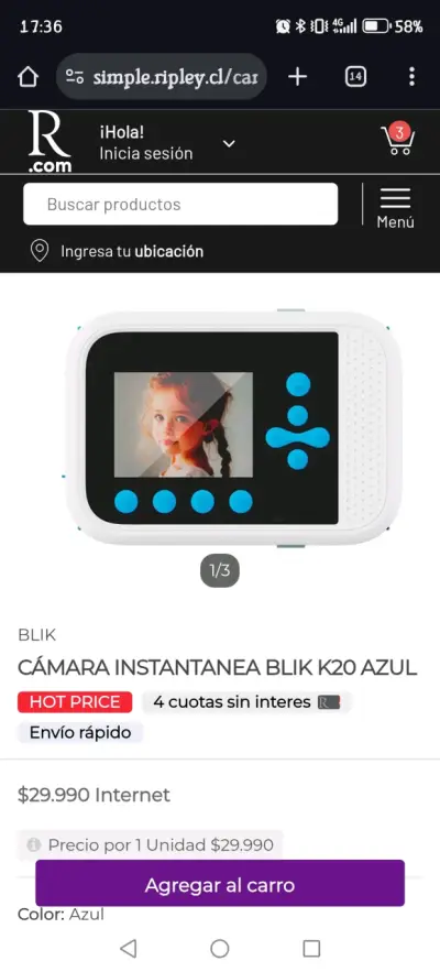 Cámara instantánea para niños Blik K20 azul - miniatura 5