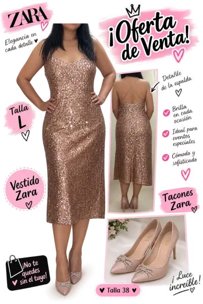 Vestido de lentejuelas Zara talla L - miniatura 1