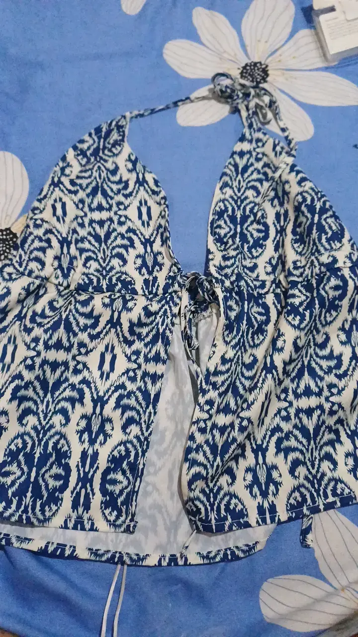 Top de tirantes estampado azul Shein - 1