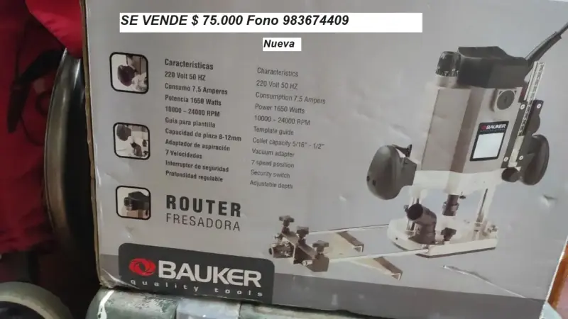 Router fresadora Bauker 1650W nueva - 2