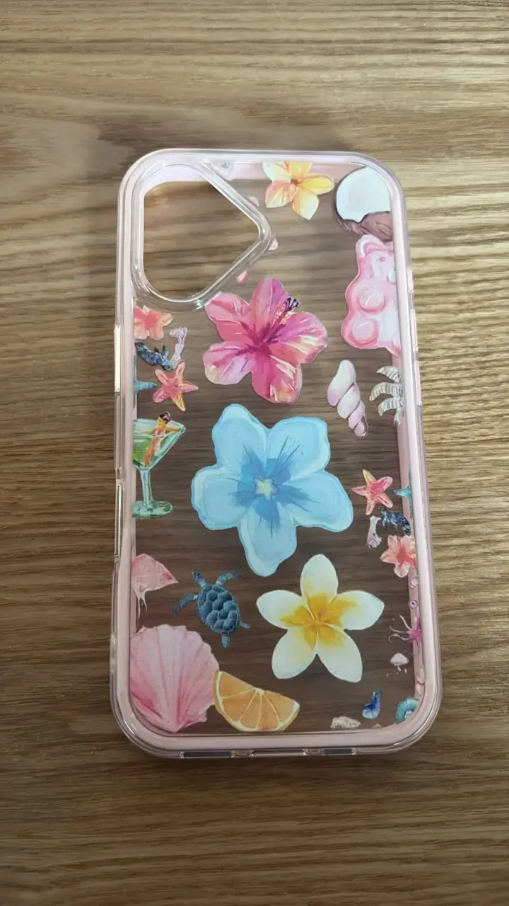 Funda transparente con flores para iPhone 16 16 - 1