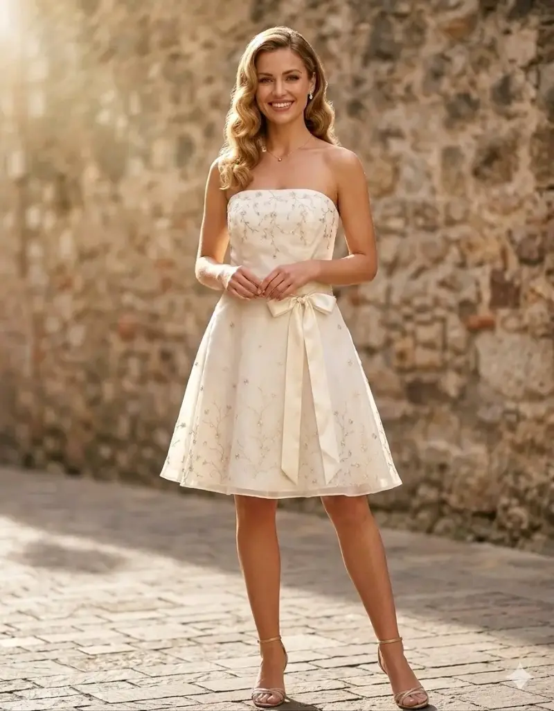 Vestido de novia blanco con bordados florales - 6