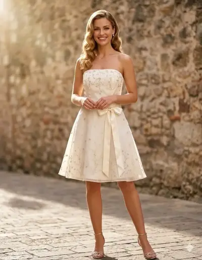 Vestido de novia blanco con bordados florales - miniatura 6